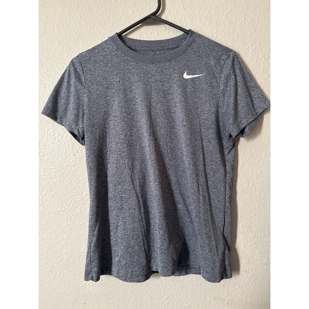 Nike The Nike Tee Dri-FIT T Shirt Medium Blue Gray Heather White Swoosh Athletic